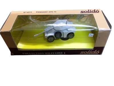 Lot 356 - Solido Collection Militaire II including Leopard Tank No.6055, Panhard ANL 90 No.6025, Mercedes Unimog No.6038, AMX 30 No.6060 & AMX-13 No.6058, plus six Victoria vehicles, all boxed (11 total)