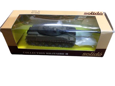 Lot 356 - Solido Collection Militaire II including Leopard Tank No.6055, Panhard ANL 90 No.6025, Mercedes Unimog No.6038, AMX 30 No.6060 & AMX-13 No.6058, plus six Victoria vehicles, all boxed (11 total)