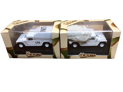 Lot 356 - Solido Collection Militaire II including Leopard Tank No.6055, Panhard ANL 90 No.6025, Mercedes Unimog No.6038, AMX 30 No.6060 & AMX-13 No.6058, plus six Victoria vehicles, all boxed (11 total)