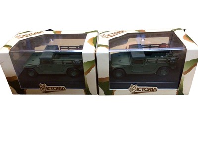 Lot 356 - Solido Collection Militaire II including Leopard Tank No.6055, Panhard ANL 90 No.6025, Mercedes Unimog No.6038, AMX 30 No.6060 & AMX-13 No.6058, plus six Victoria vehicles, all boxed (11 total)