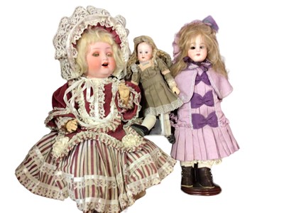 Lot 1759 - Collection of antique and later bisque and other dolls, including Armand Marseille