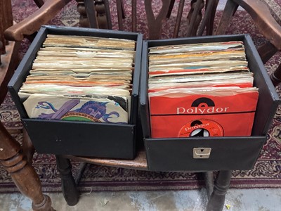 Lot 698 - Two vintage cases of single records, including Cream, Deep Purple, Dylan, Stones, Small Faces, Bobbie Vie and The Hollies etc