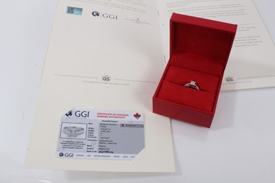 Lot 794 - Canadian Ice Diamond single stone ring with a Princess cut diamond weighing 0.50cts, boxed with certificate