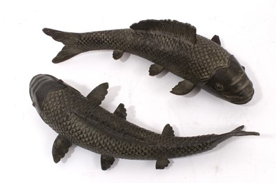 Lot 981 - Pair of oriental bronze models of carp