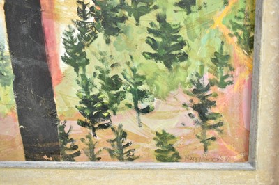 Lot 1421 - *Mary Newcomb (1922-2008) oil on board - The Common with Chestnuts, signed and dated '66, inscribed verso, framed