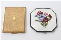 Lot 3199 - Silverer and white enamel powder compact with...