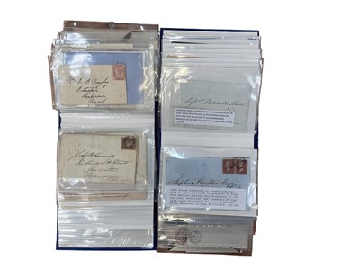 Lot 1423 - Victorian Postal history items in album including 1840 2nd Blue Red Maltese Cross cancel, Norwich Uniform