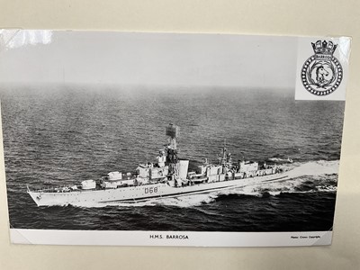 Lot 255 - Album of postcards and photographs of Royal Navy Ships, approximately 30