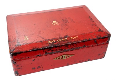 Lot 26 - H.M. King George VI, scarce Privy Council Office red leather despatch box