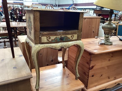 Lot 1223 - French bedside cabinet together with a golden painted pine hanging cabinet (2)