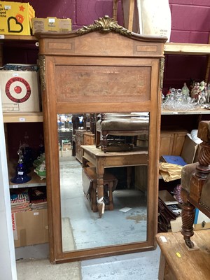 Lot 1361 - Large French wall mirror with inlaid decoration and metal mounts.