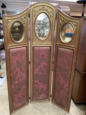 Lot 1346 - Gilt three-fold screen