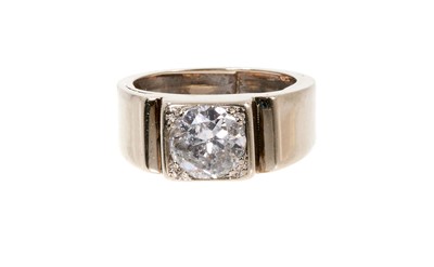 Lot 747 - Diamond single stone with an old cut diamond estimated to weigh approximately 1.16cts, in white gold setting on wide band