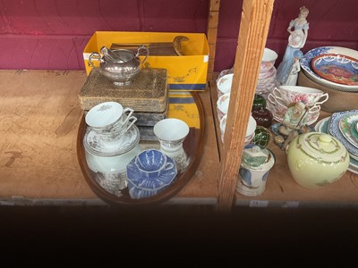 Lot 780 - Collection of mixed ceramics and glassware together with silver plated cutlery and an oval mirror