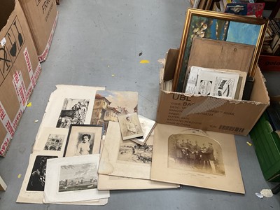 Lot 525 - Collection of etchings, Carte de visites, oils and other pictures and photographs