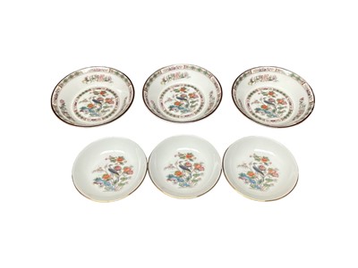 Lot 1152 - Group of Wedgwood Kutani Crane tea and dinner ware, including 8 dinner plates, 6 dessert bowls, three graduated serving plates, coffee pot, 6 bowls, milk jug, 6 small plates, sugar bowl, gravy boat...