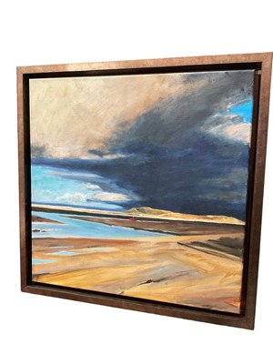 Lot 308 - Contemporary oil on canvas- Norfolk beach, framed