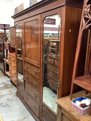 Lot 1236 - Edwardian inlaid mahogany triple wardrobe