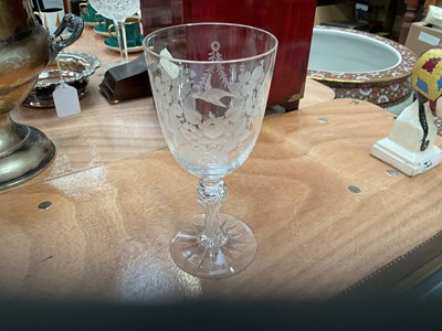 Lot 623 - Good quality Victorian cut and etched glass goblet