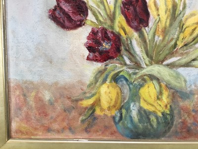 Lot 1 - A. Llewelyn (Contemporary): oil on canvas, The Tulips, 50x39cm