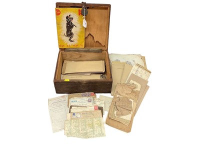 Lot 718 - Collection of Second World War correspondence and ephemera to include photographs, letters and pamphlets, contained in a wooden box.