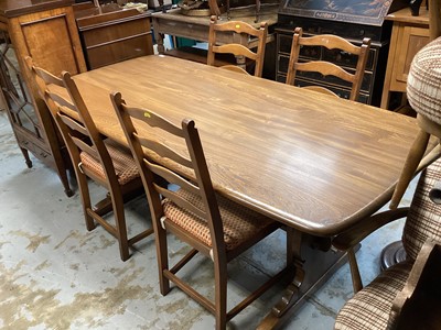 Lot 1247 - Ercol dining table and six chairs and a dresser