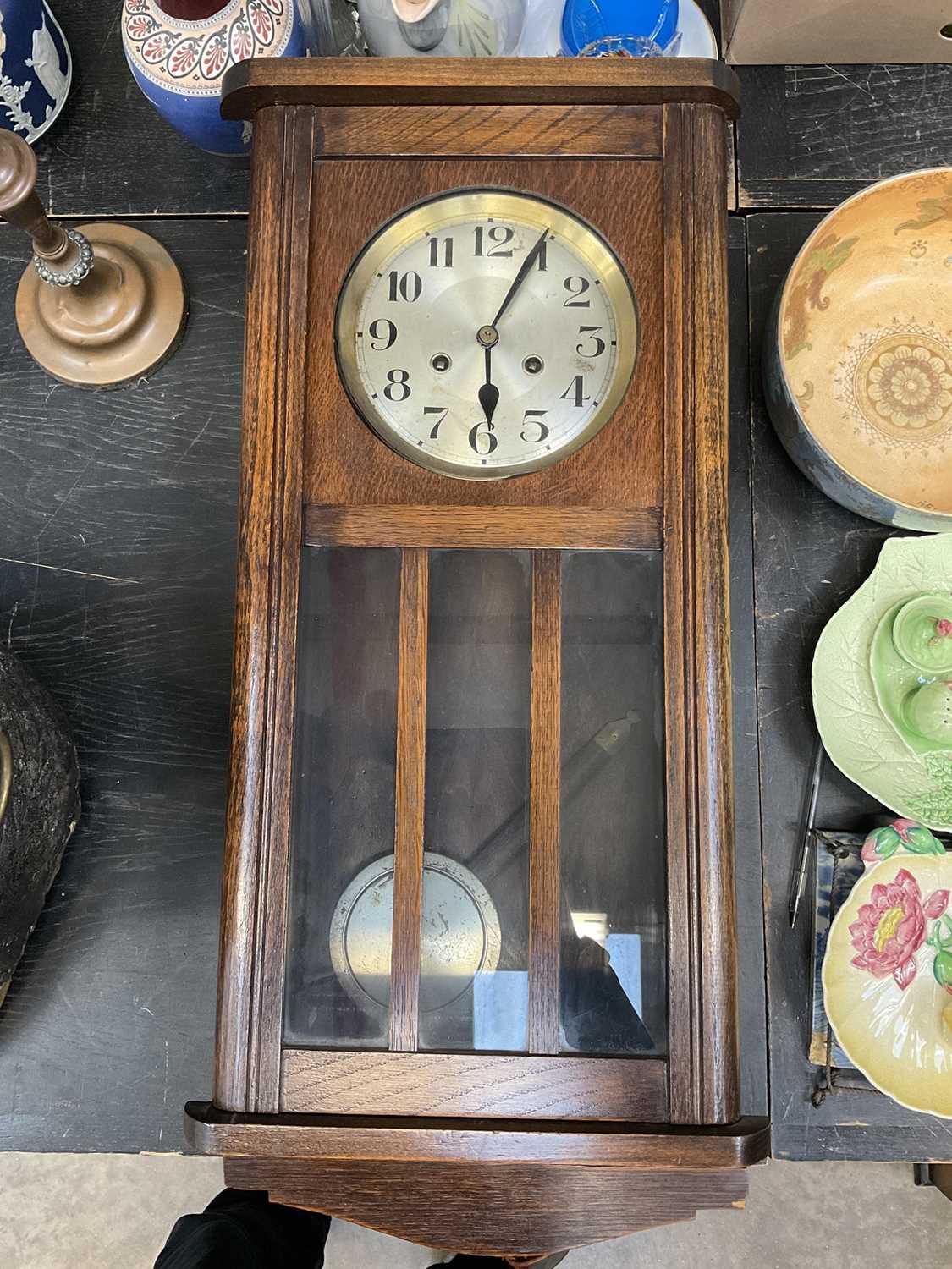 Lot 139 1930s wall clock in oak case