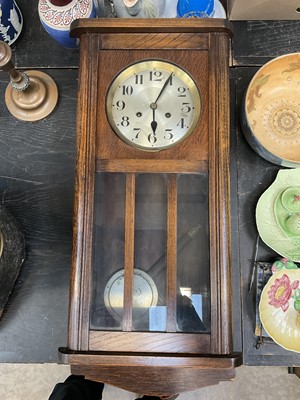 Lot 139 - 1930s wall clock in oak case