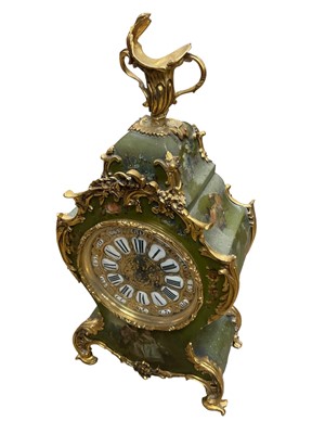 Lot 135 - French mantel clock in Vernis-Martin and ormolu case