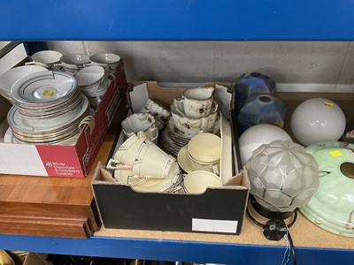 Lot 287 - Art Deco tea sets, Art Deco lamp shades, Art Deco box and similar sundry items