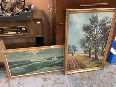 Lot 128 - Dion Pears, oil on canvas, landscape, together with an oil on canvas marine