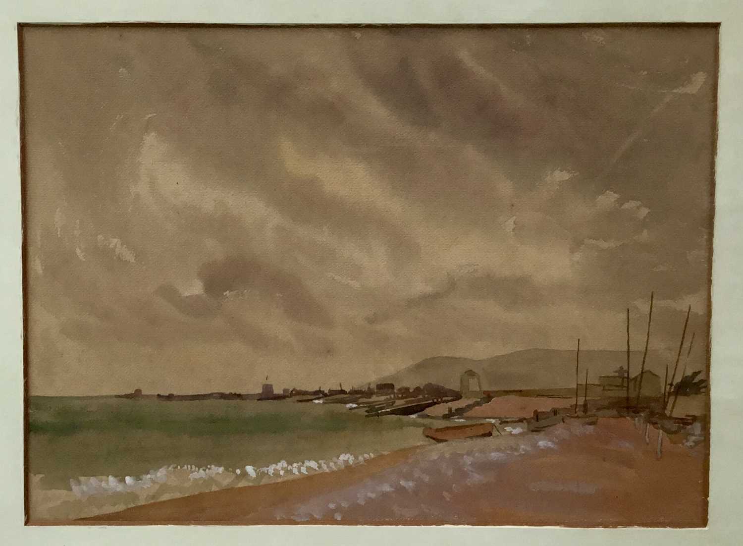 Lot 67 - English school, 19th century watercolour, coastal scene, 37x27cm