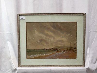 Lot 67 - English school, 19th century watercolour, coastal scene, 37x27cm