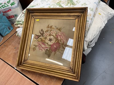 Lot 775 - 19th century silk picture in glazed gilt frame