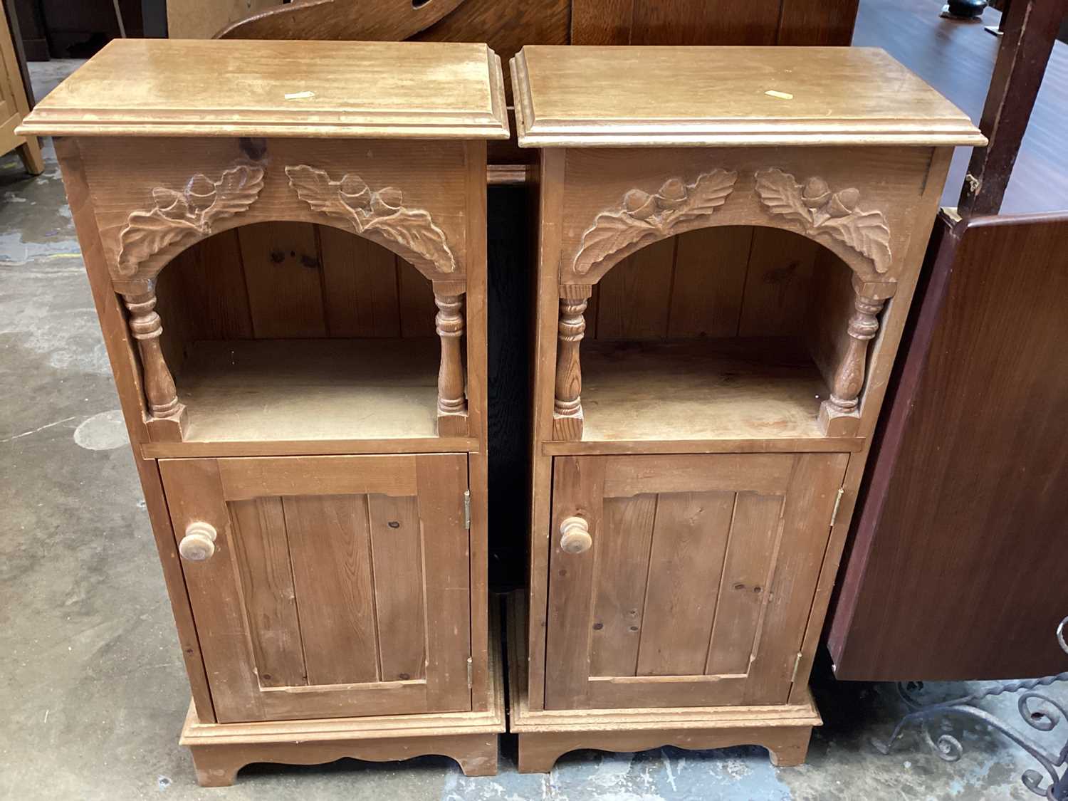 Lot 1262 - Pair of carved pine cupboards