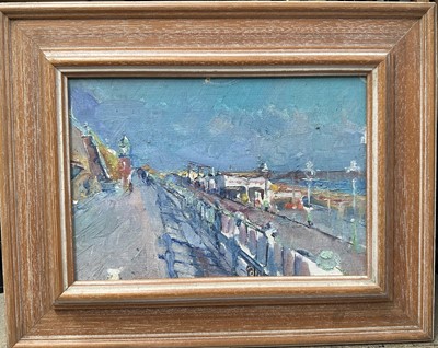 Lot 81 - British School, oil on board, Bournemouth Promenade, 24x16.5cm