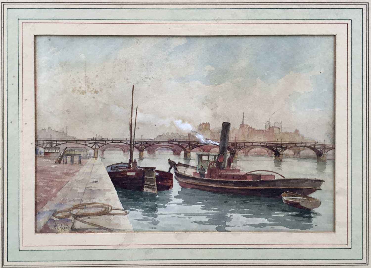 Lot 61 - M.Randall: watercolour, view of the Seine, Paris, 24.5x16cm