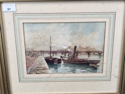 Lot 61 - M.Randall: watercolour, view of the Seine, Paris, 24.5x16cm
