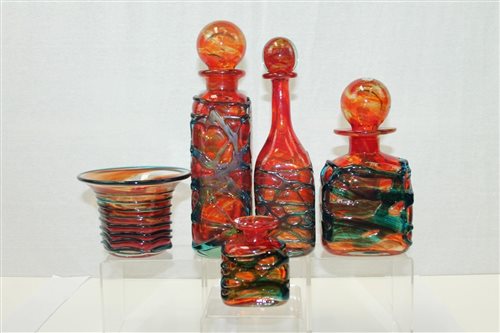 Lot 2175 - Selection of Mdina red tinted glassware with...