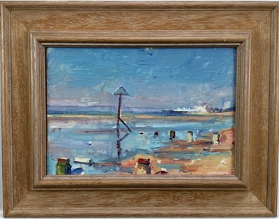 Lot 55 - British school, 20th century oil on board, view of Bournemouth Pier from the East Cliff, 25x17cm