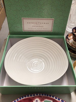 Lot 350 - Sophie Conran for Portmeirion medium salad bowl, boxed, other decorative ceramics, art pottery, glass ware and F&M wicker basket