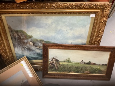 Lot 599 - 19th century marine scene together with two other pictures