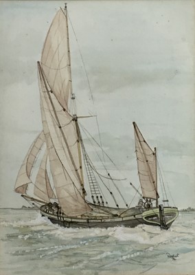 Lot 48 - Ranger (Contemporary): watercolour, sailing vessel, signed and dated, 27x37cm
