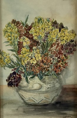 Lot 42 - L. Llewellin (20th century): watercolour, still life of flowers, signed and dated lower right, 24x39cm
