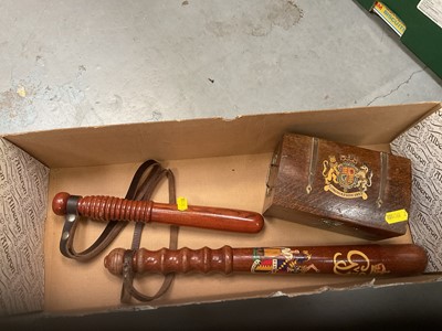 Lot 520 - George VI presentation truncheon together with another truncheon and an Elizabeth II 1953 coronation box