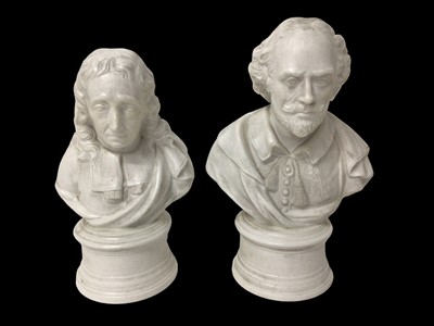 Lot 300 - Pair of Copeland & Garrett busts of Shakespeare & Milton (2)