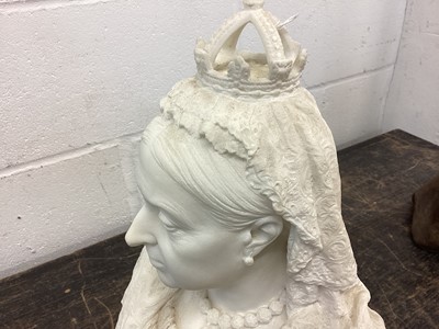Lot 31 - Fine carved white marble bust of Queen Victoria 1887