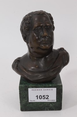 Lot 1052 - Classical revival bronze bust of the Roman Emperor Vitellius on green marble base