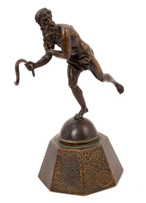 Lot 1053 - Early 20th century continental bronze of man holding a snake