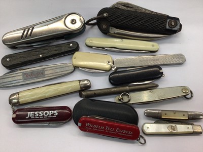 Lot 394 - Collection of various penknives including a silver and mother of pearl fruit knife